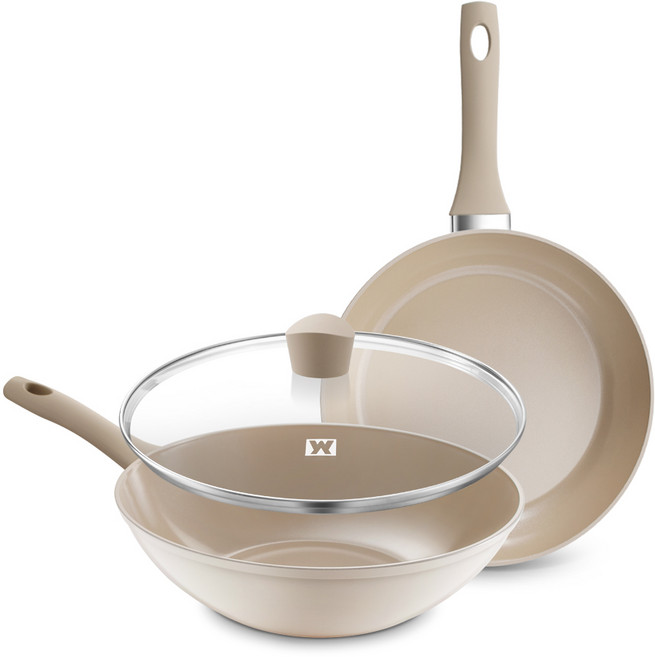 바겐슈타이거 인덕션 에델 후라이팬 세트 2종, 혼합색상, 프라이팬 28cm + 궁중팬 28cm + 유리뚜껑 28cm, 1세트