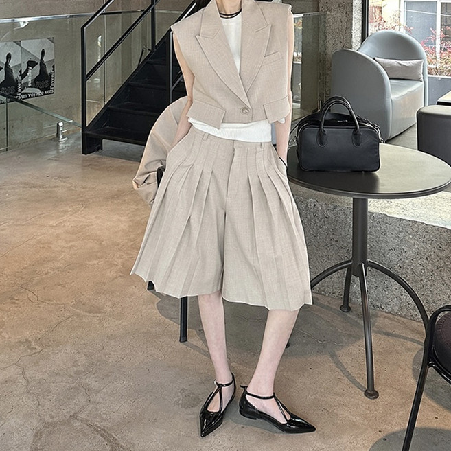 비비에모 크레아 베스트 재킷 + 플리츠 반바지 세미정장 세트 10638