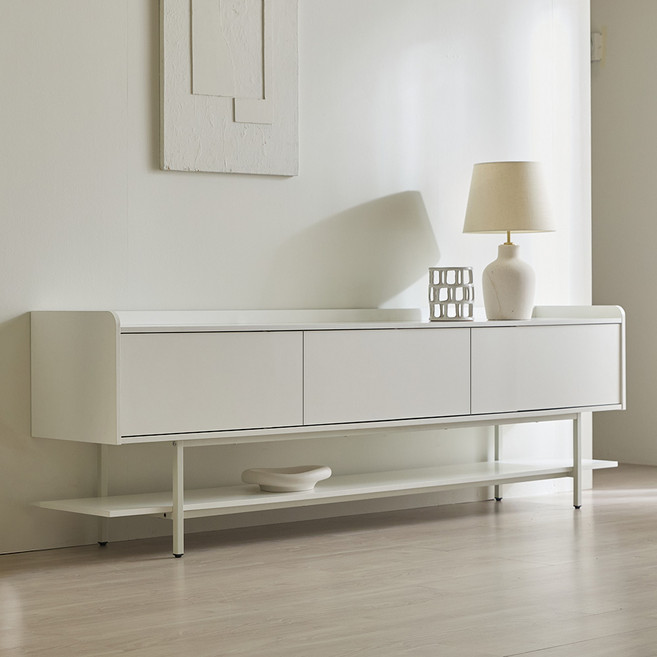 웰퍼니쳐 아띠 거실장 2000 도어 방문설치, 화이트 + 화이트