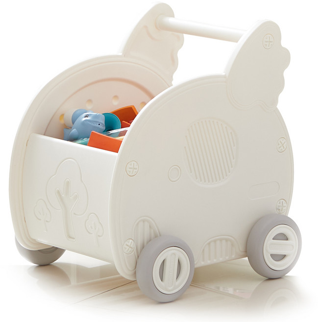 펀엔베이비 3 in 1 걸음마보조기 쇼핑카트 정리함, 화이트 + 그레이, 1개