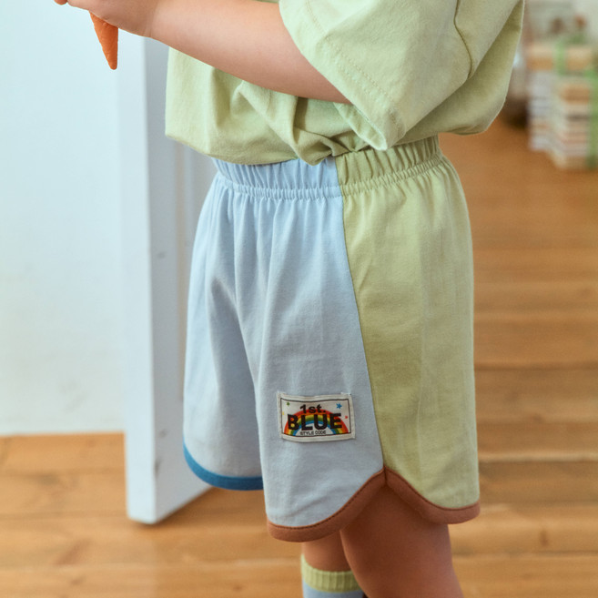 퍼스트블루 아동용 칼라배색 숏바지