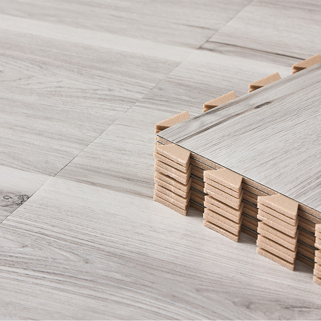 HOURM ENG 宏英 DIY好組裝彈性防火地磚 0.25坪 9片, 白灰櫸木色, 1盒