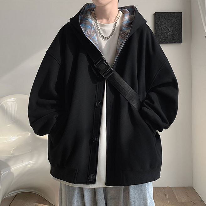 INFIOUS 男士休閒拼接連帽運動衫 I263-0036