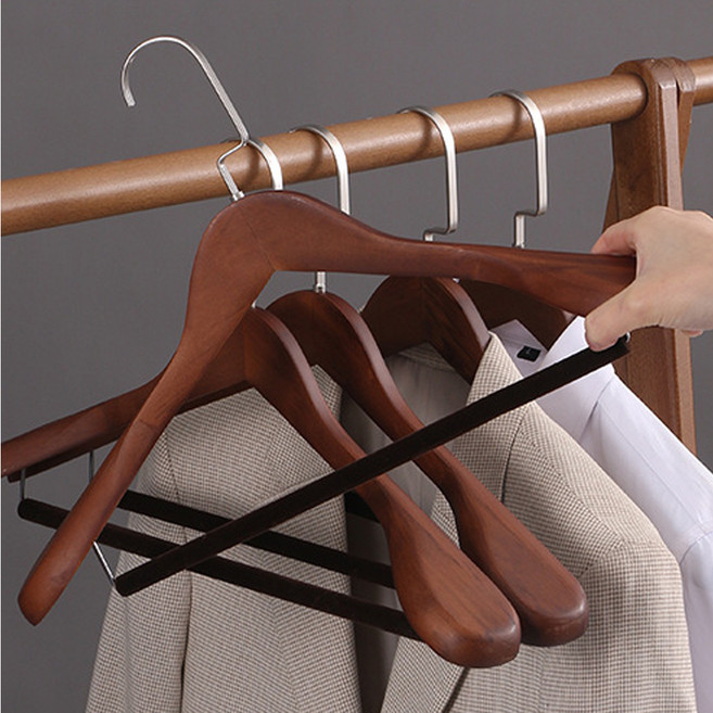 오마땅 원목 정장 옷걸이 어깨뿔방지 논슬립 44.5cm, 원목색, 5개