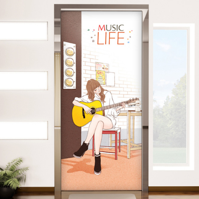 GGOOMIM Music Life 吉他女郎壁貼, 混合色