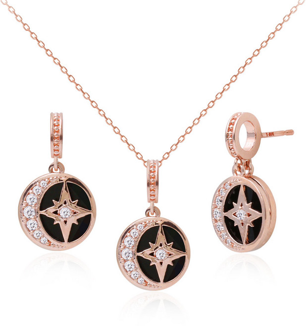 미니아트 여성용 클래식드림 14K 골드핀 귀걸이 RS130 + 목걸이 RS131 + 케이스 S132 세트 + 쇼핑백