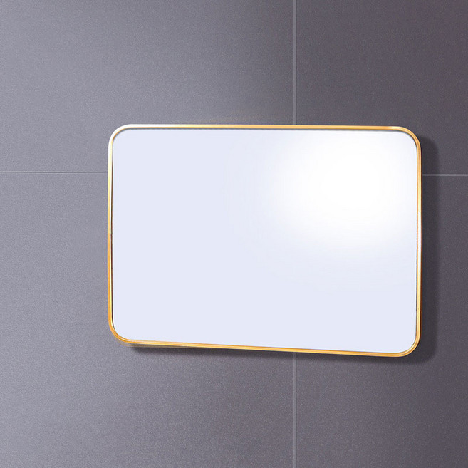 데코트리 북유럽 메탈 사각인테리어 벽거울 L, 골드