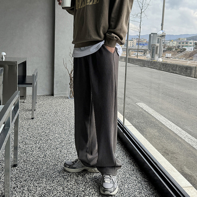 머시따 남녀공용 플리츠 와이드 팬츠