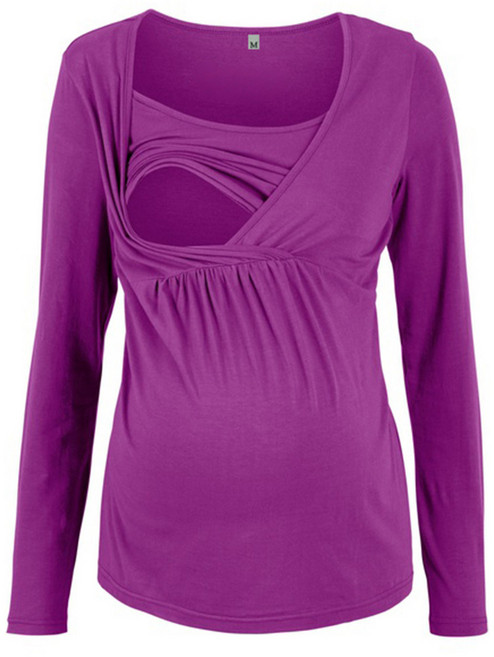 스타 크로스 라운드넥 수유 임부 긴팔