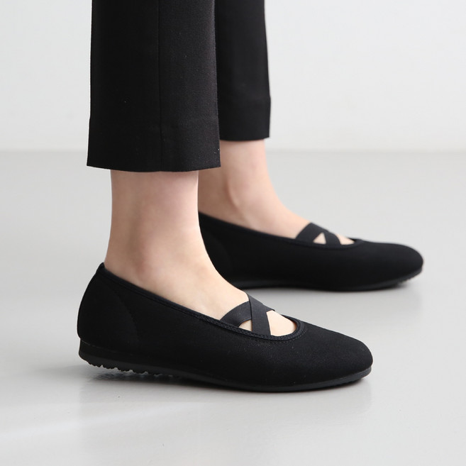 단골언니 여성용 X스트랩 밴딩 플래티 플랫슈즈