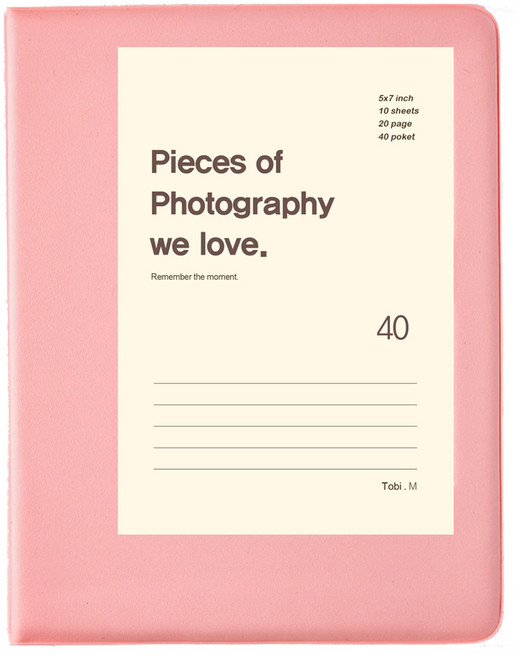 문구백서 비비드 5x7 포켓식 포토앨범, 핑크(백색내지), 40매