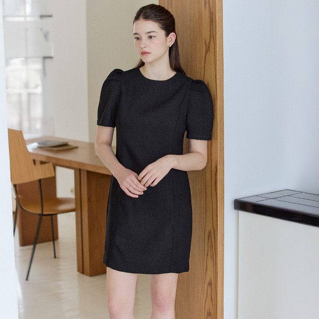 yuppe TWEED LINE ONEPIECE, 黑色