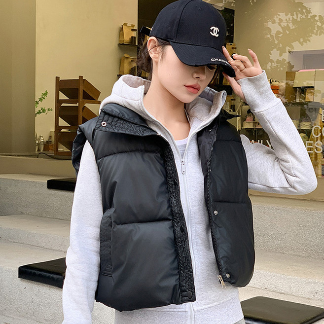 반야스토리 여성용 캐주얼 하이넥 패딩 베스트 PP106