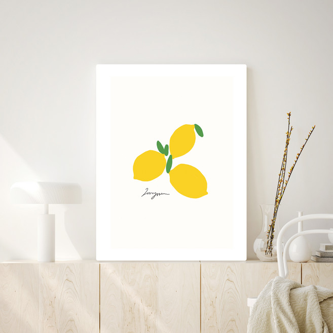 오홀리브 액자테이블 중 72 x 48 x 27 cm 기본다리, 레몬색종이