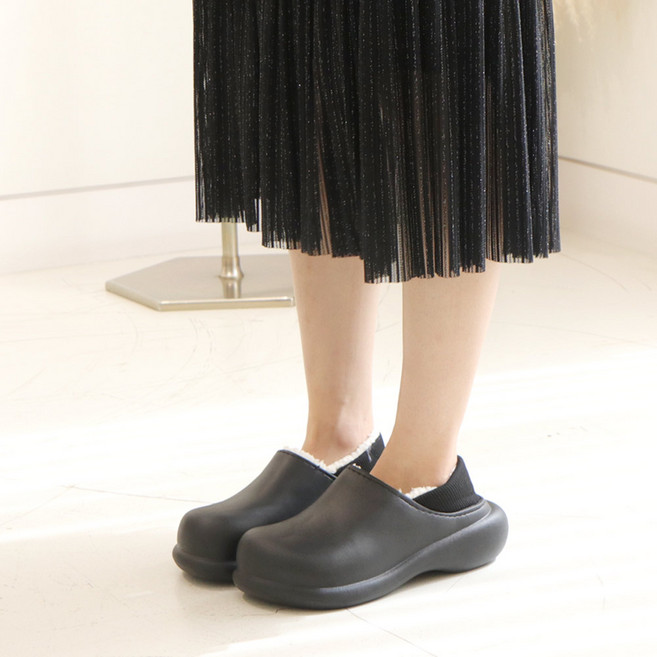 여성용 슈벨 가벼운 통굽 방수 겨울 방한 보보 털슬리퍼