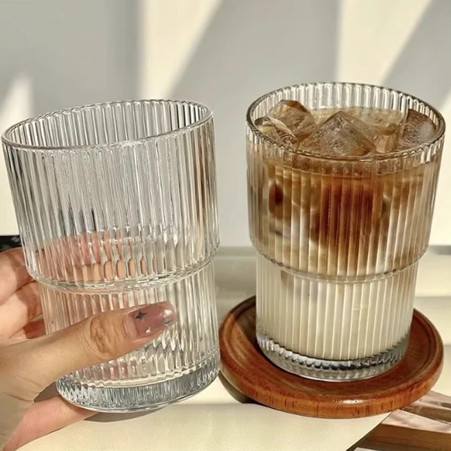 잇어스 플리츠 스택 유리컵 380ml, 2개 - 쿠팡