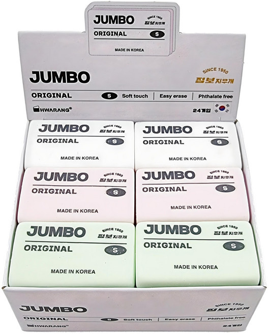 HWARANG 花郎 JUMBO Original S 橡皮擦, 顏色隨機, 1組