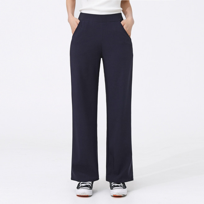 arua 여성용 키작녀 세미 와이드핏 밴딩 슬랙스