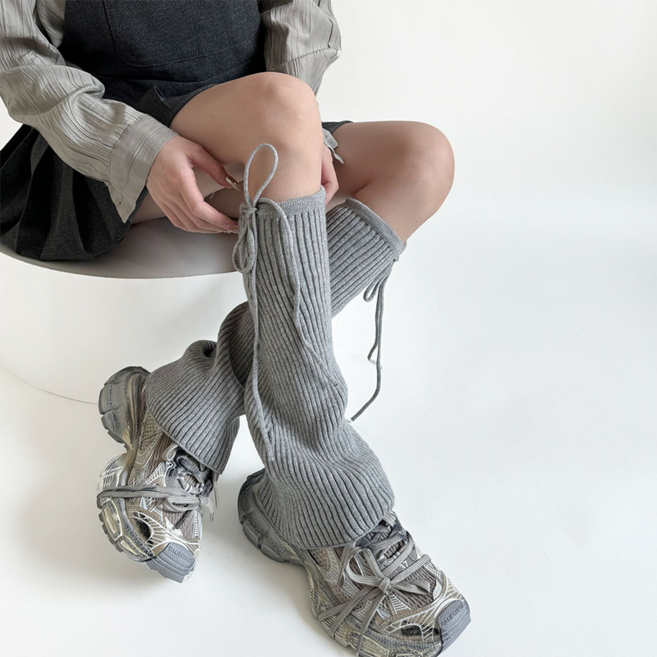 피어니스트 니트 니삭스 리본끈 레그워머