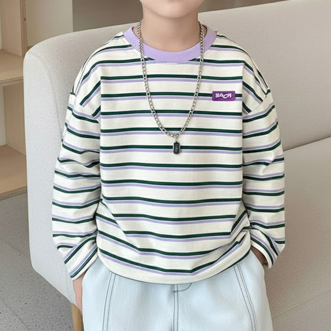 유블리 아동용 바니토 스트라이프 긴팔 티셔츠