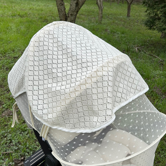 헬로미니미 유모차 햇빛가리개, 도트 아이보리, 1개