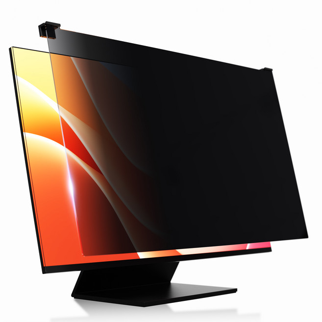 엑씨 거치형 사생활보호 모니터 강화유리 보안필름 27인치, 투명, 1세트