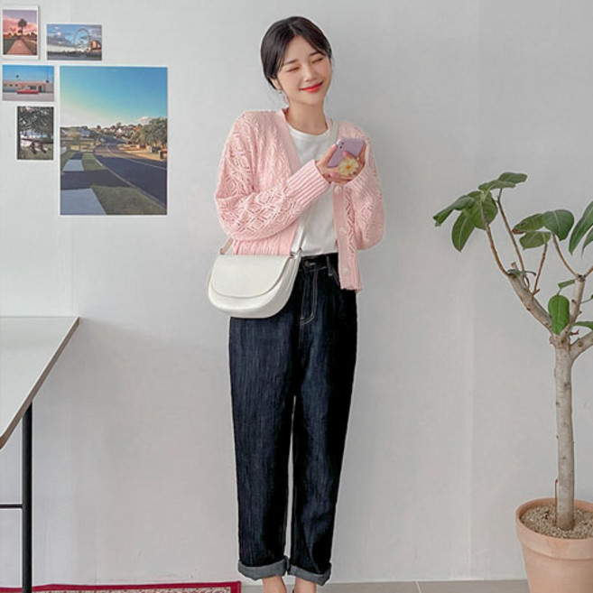 로미스토리 빅사이즈 린넨 워싱 보이핏 데님팬츠