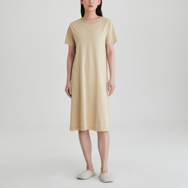 JAJU 여성용 소프트 반팔 파자마 원피스