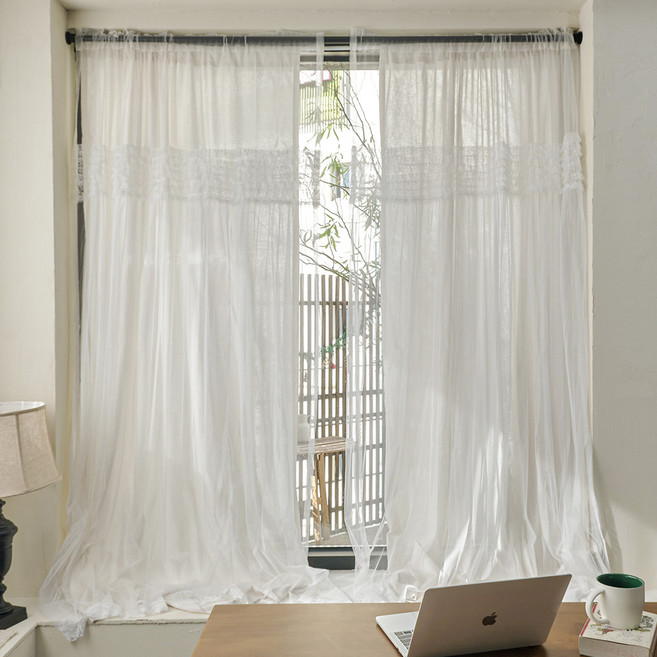 바자르 비엔나 캉캉 프릴 레이스 가리개 커튼 긴창형