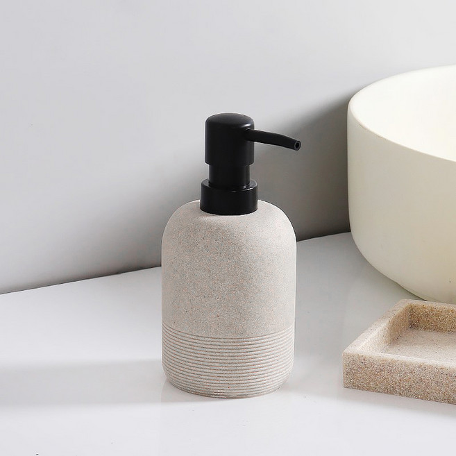 더자카 스톤 텍스처 수지 욕실 디스펜서 FREE(7.8 x 15.7 cm), 아이보리, 1개