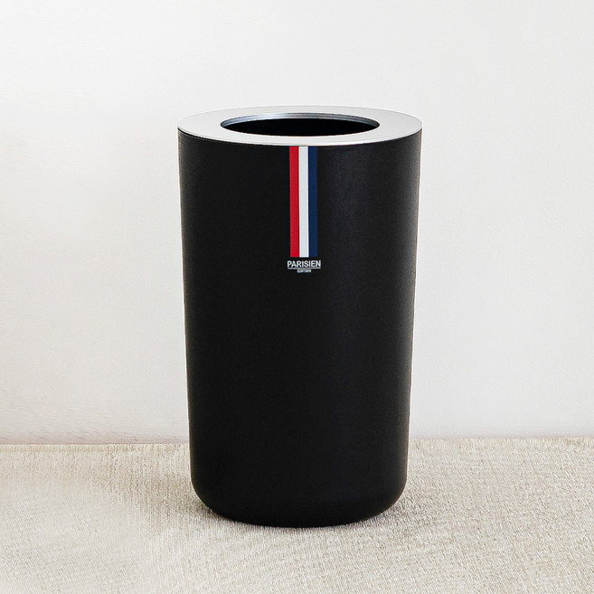 파리지앵 LVAI 오픈 휴지통 원형, 블랙, 1개