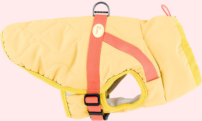 마이플러피 강아지 고아웃 하네스 패딩, 옐로우피치, 1개