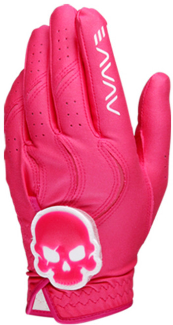 어베이브 여성용 스컬로고 칼라 골프장갑 왼손용, 핑크, 1개
