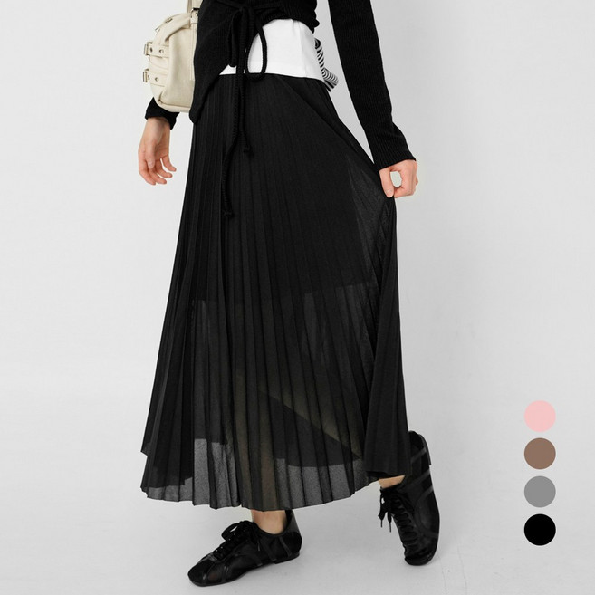 Cotton Closet 女款A字內襯裙百褶長裙