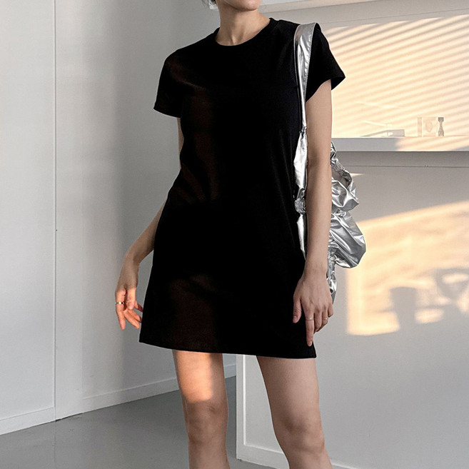 라라온 라운드넥 반팔 미니 원피스 TSP1646