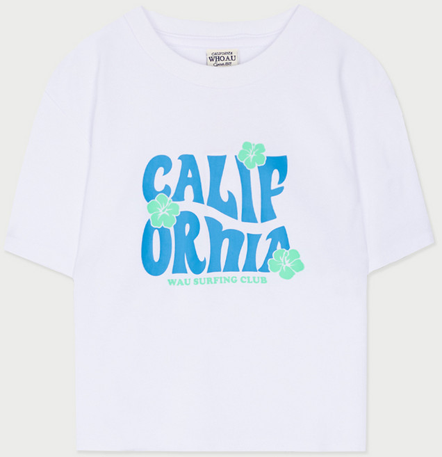 WHO.A.U 文字印花短版T恤, 象牙白