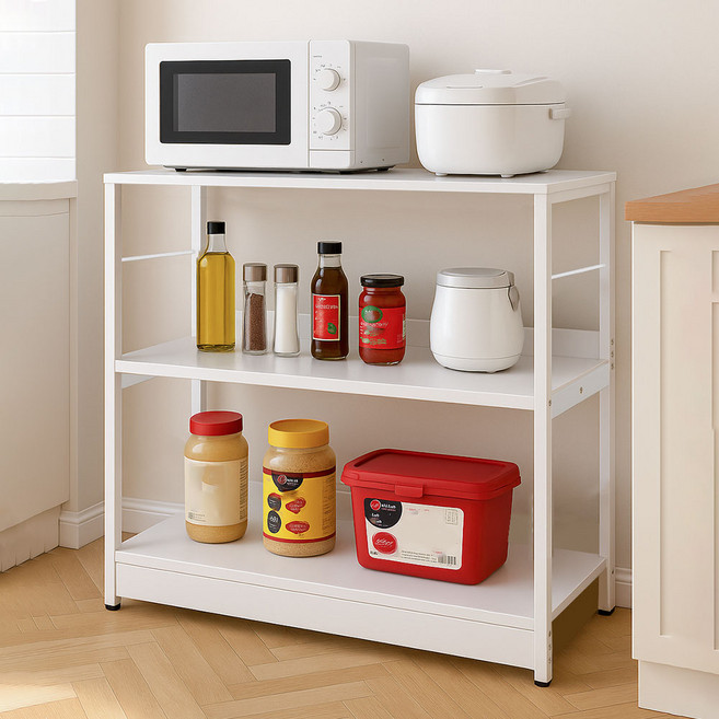 가구느낌 민주방수납장, 화이트화이트, 2단