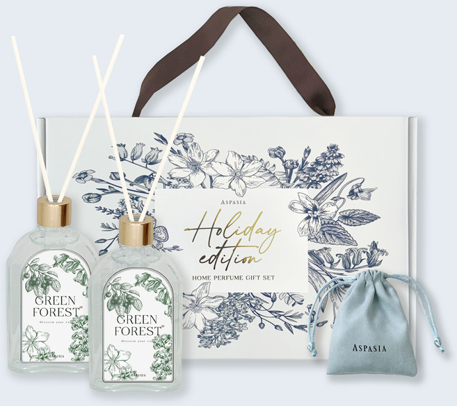 아스파시아 홀리데이 에디션 디퓨저 200ml x 2p + 샤쉐 선물세트, 1세트, 그린 포레스트