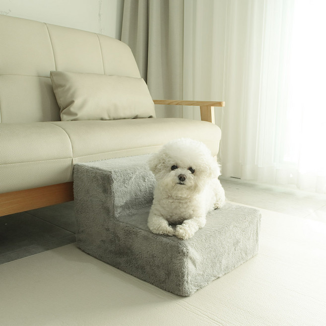 딩동펫 반려동물 보들 극세사 스펀지 계단, 그레이, 1개
