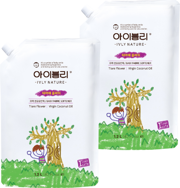 아이블리네이처 유아 섬유유연제 티아레 플라워향 리필, 1.2L, 2개