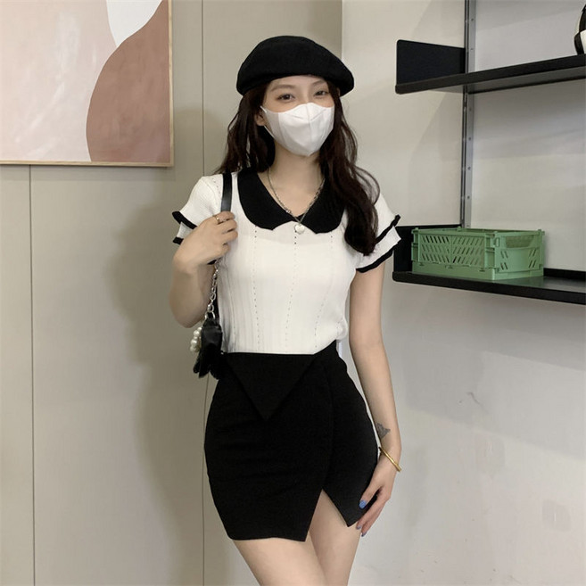 PEONIST 女款荷葉邊領T恤
