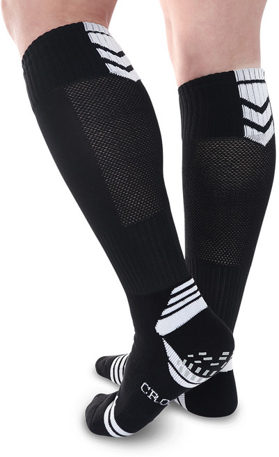 크로커다일 스포츠 기능성 듀얼핏 드라이쿨 논슬립 축구양말 CD400, 블랙, 2개
