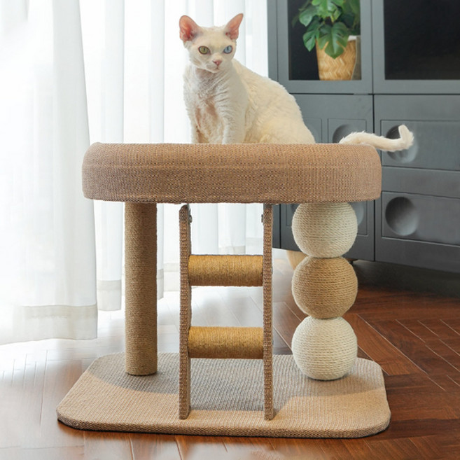 딩동펫 미니 쓰리볼 스크래쳐 고양이 캣타워, 브라운, 1개