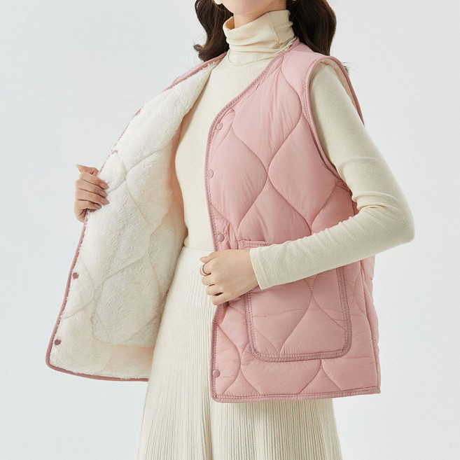 라라티나 여성용 세라크 안감털 기모 경량 누빔 베스트