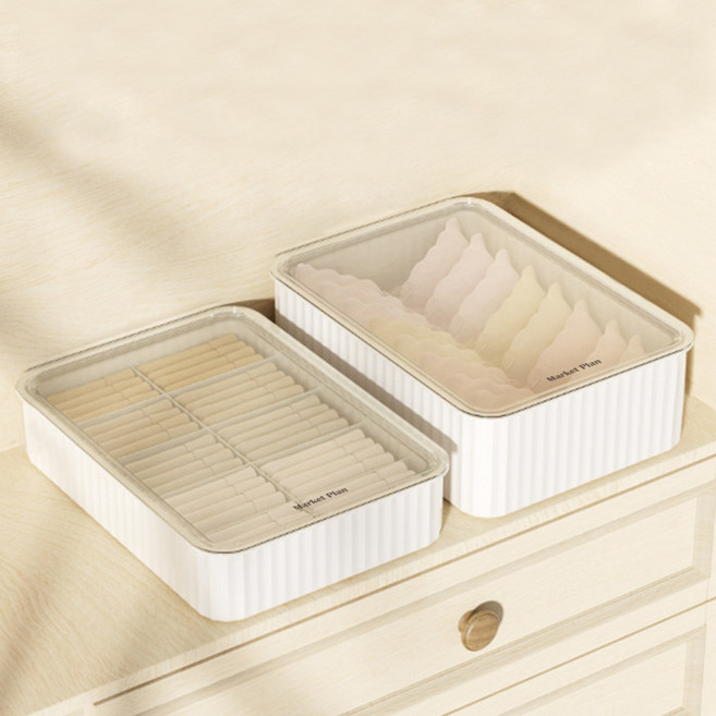 마켓플랜 라이트 다용도 속옷 양말 정리함 2종 세트, 화이트, 1세트