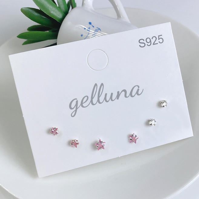 젤루나 (6pcs) 러블리 컬러 별 큐빅 귀걸이 세트 71핑크별큐빅