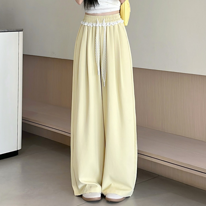 마켓에이 여성용 레이스 밴딩 아이스 와이드팬츠