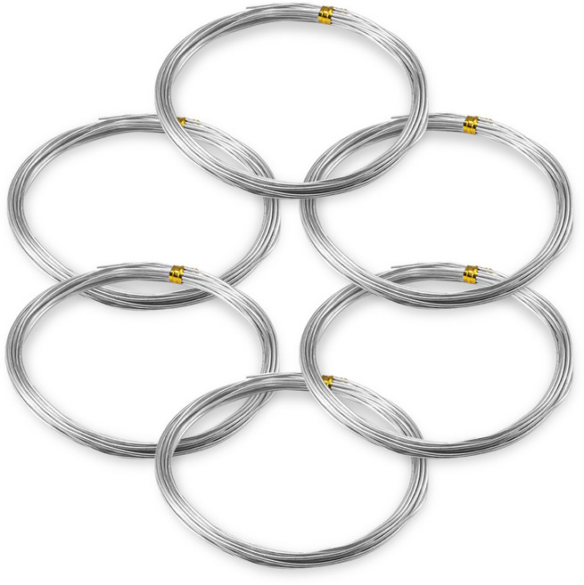 코히모 알루미늄 공예용 와이어 2mm x 5m 3W170, 6개, 실버