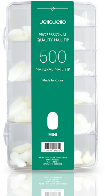 젤로젤로 연장 네일팁 인조팁 미니 10종 x 50p 세트, 내추럴, 1개
