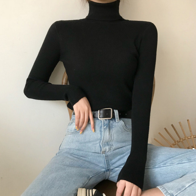 라라온 여성용 보온 목폴라 쫀쫀 골지 터틀넥 니트티셔츠 25TSP3205